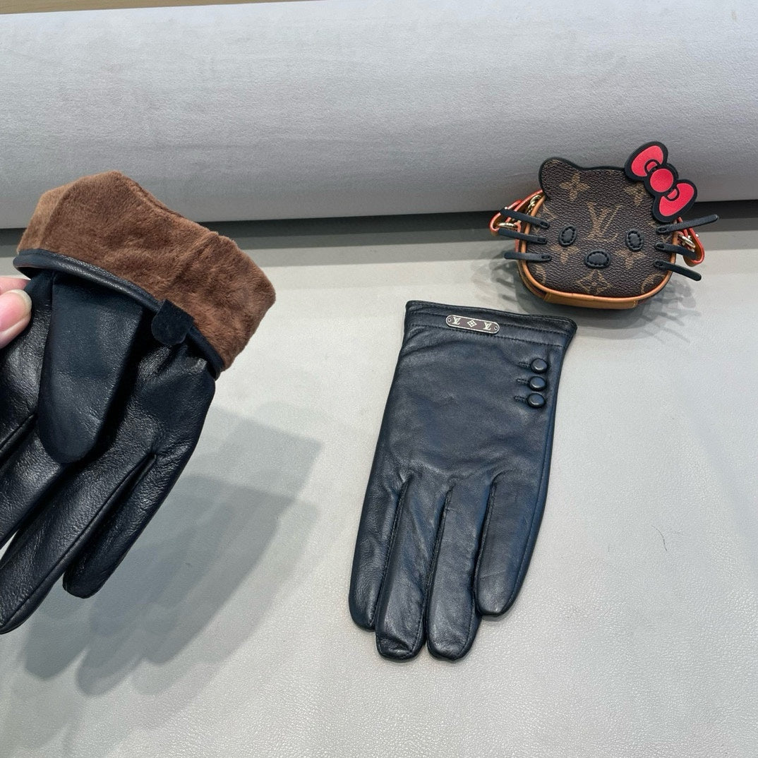 LV Gloves In Black Lambskin 475527