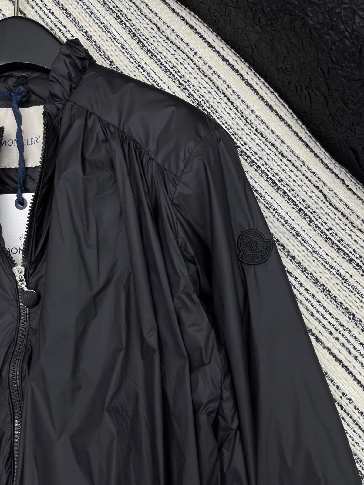 Moncler Stand-up Collar Double Zipper Jacket Black Cotton Polyester