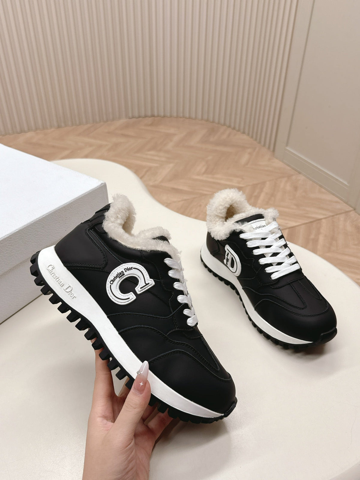 C'est Dior Sneaker Fleece Lining Black Lambskin