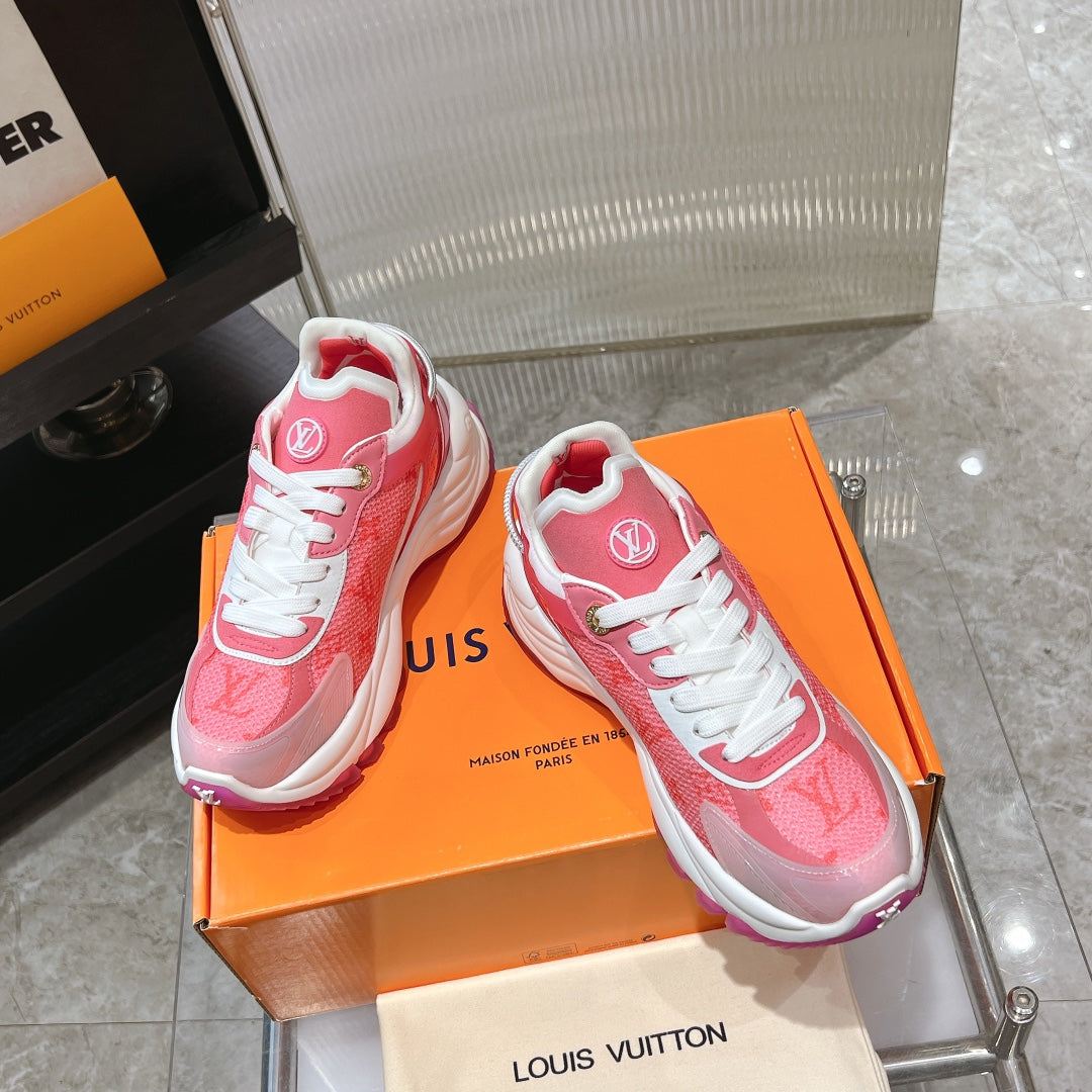 LV Run 55 Sneaker 50mm Red Pastel Monogram Jacquard Fabric