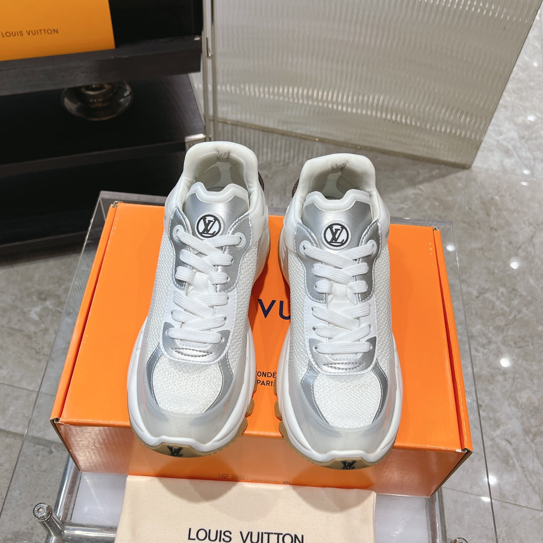 LV Run 55 Sneaker 50mm White Grey Polyester Mesh Fabric