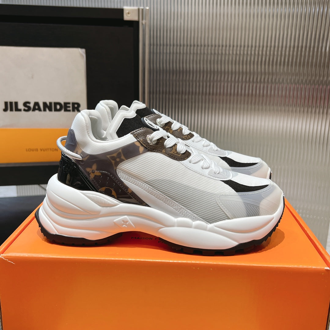 LV Run 55 Sneaker 50mm Brown Black Monogram Polyester Mesh Fabric