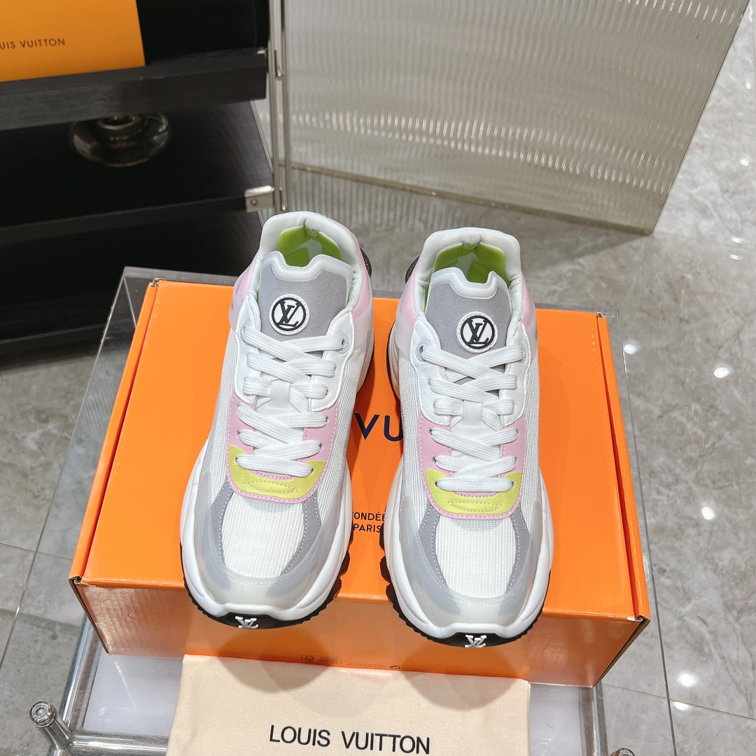 LV Run 55 Sneaker 50mm Grey Pink Polyester Mesh Fabric