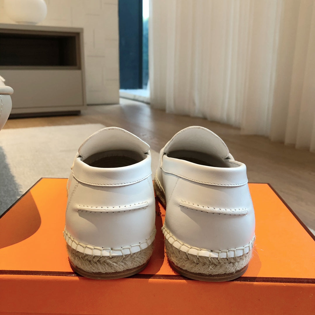 HM Trip Espadrille White Calfskin