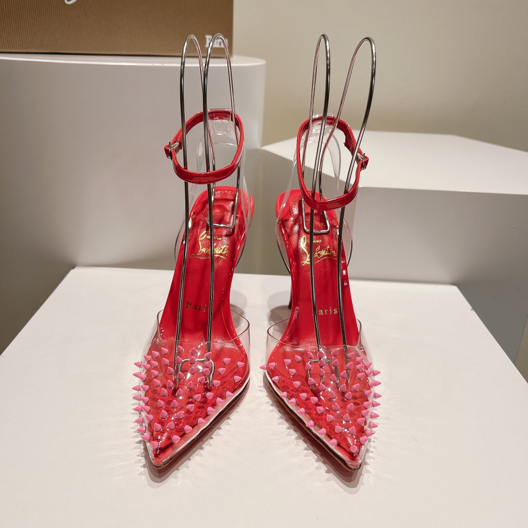 Cl Spikoo 100mm Pumps PVC And Leather Rose Pink