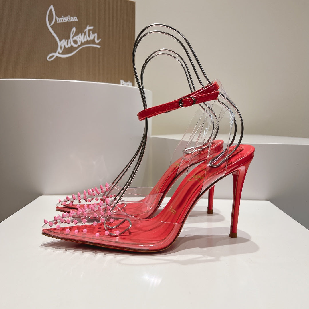 Cl Spikoo 100mm Pumps PVC And Leather Rose Pink