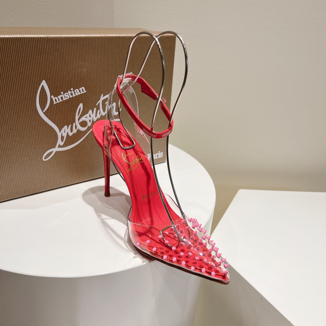 Cl Spikoo 100mm Pumps PVC And Leather Rose Pink