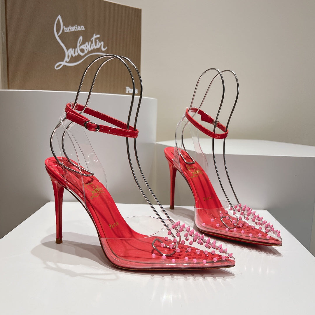 Cl Spikoo 100mm Pumps PVC And Leather Rose Pink