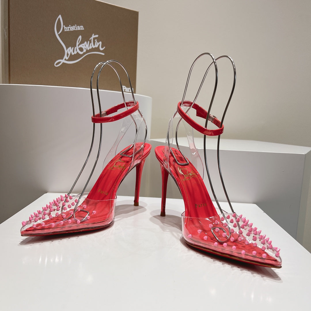Cl Spikoo 100mm Pumps PVC And Leather Rose Pink
