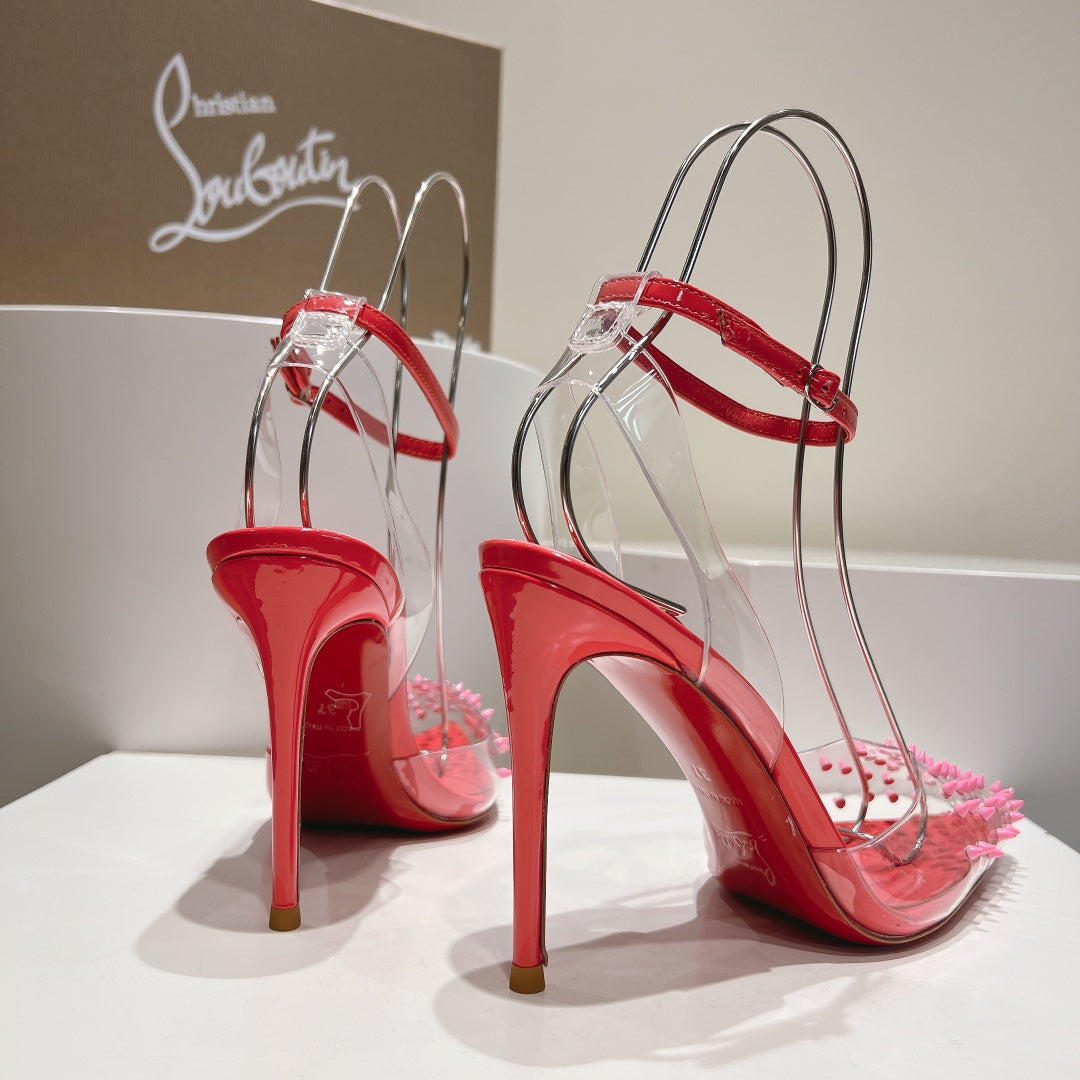 Cl Spikoo 100mm Pumps PVC And Leather Rose Pink