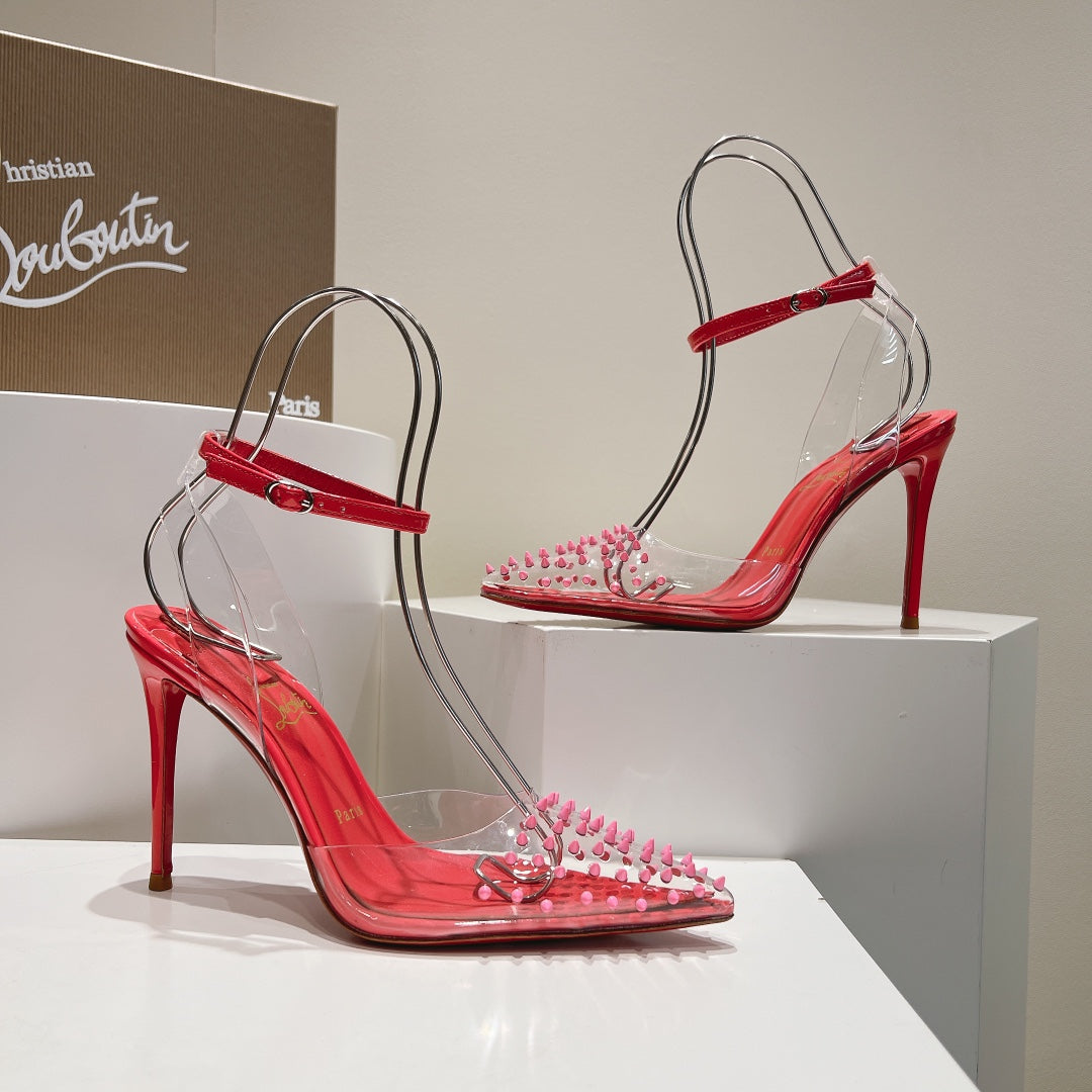 Cl Spikoo 100mm Pumps PVC And Leather Rose Pink