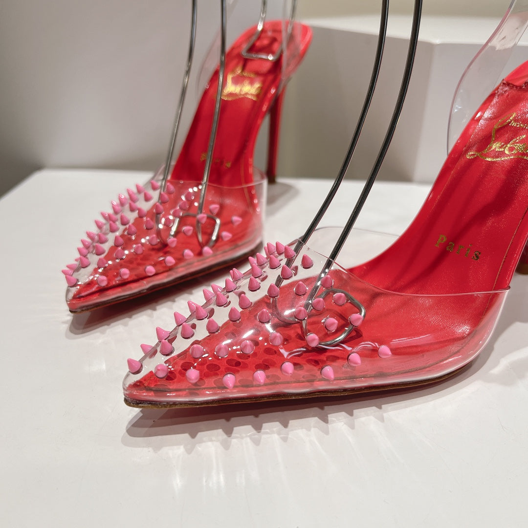 Cl Spikoo 100mm Pumps PVC And Leather Rose Pink
