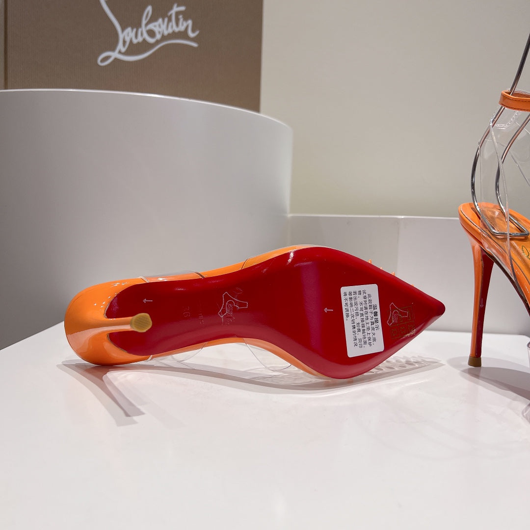 Cl Spikoo 100mm Pumps PVC And Leather Orange