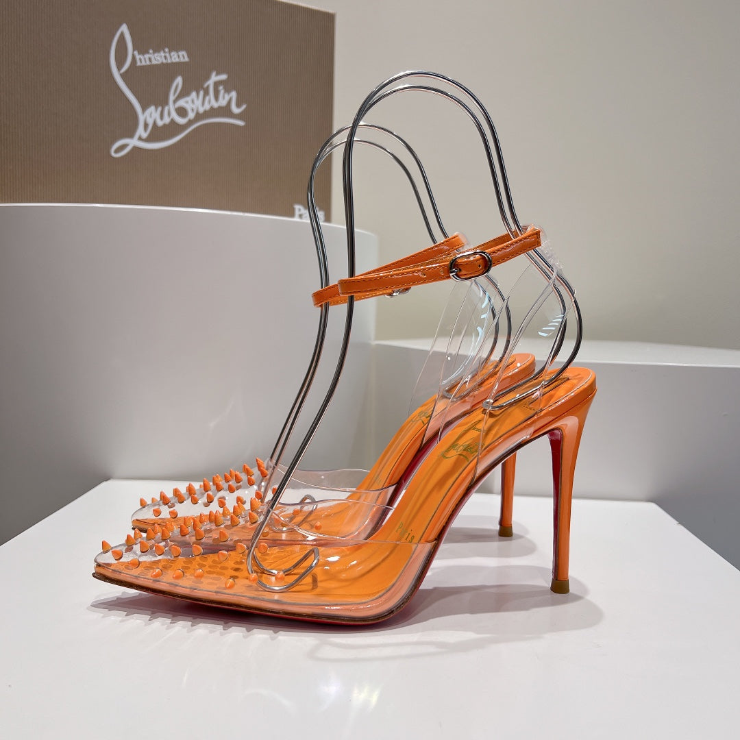 Cl Spikoo 100mm Pumps PVC And Leather Orange