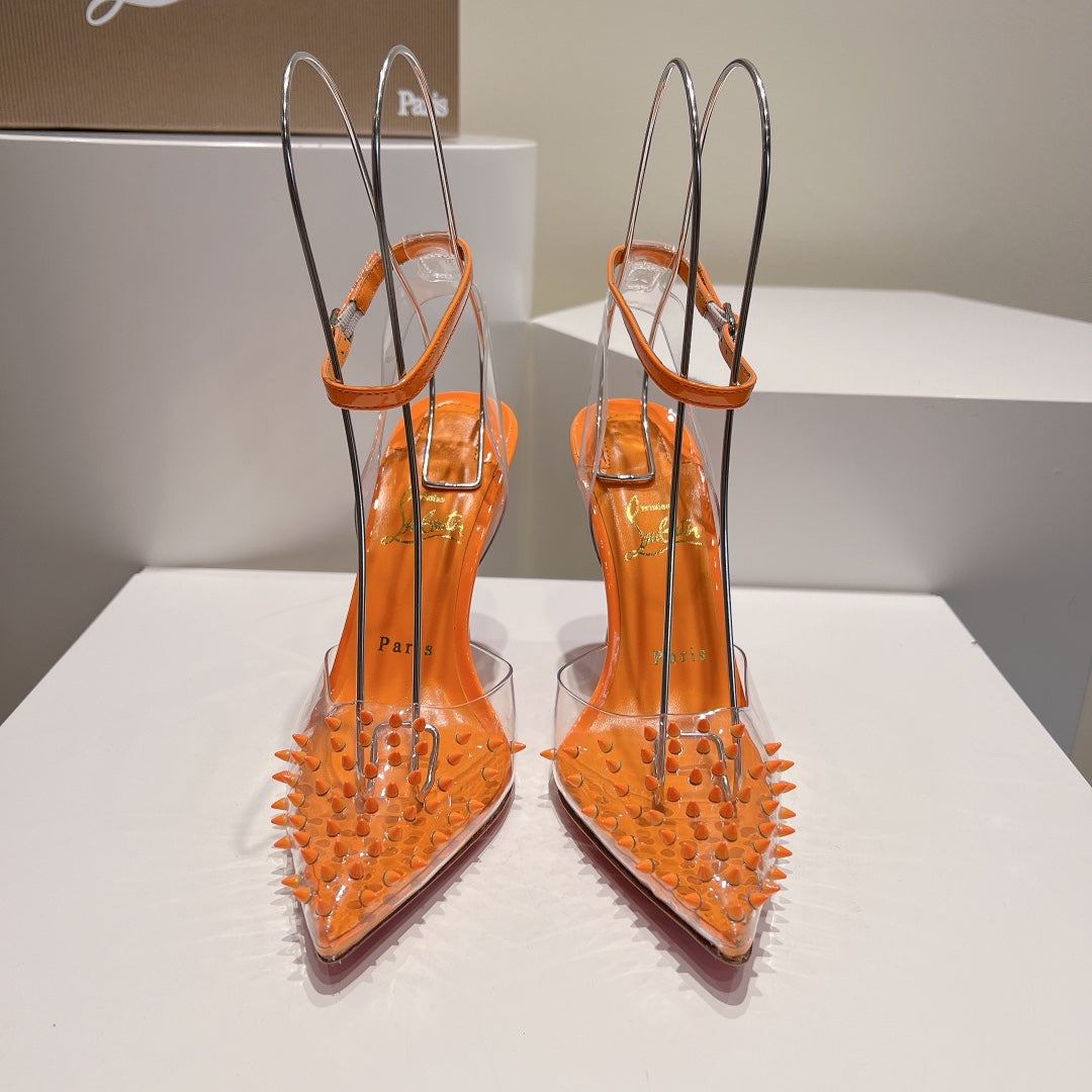 Cl Spikoo 100mm Pumps PVC And Leather Orange