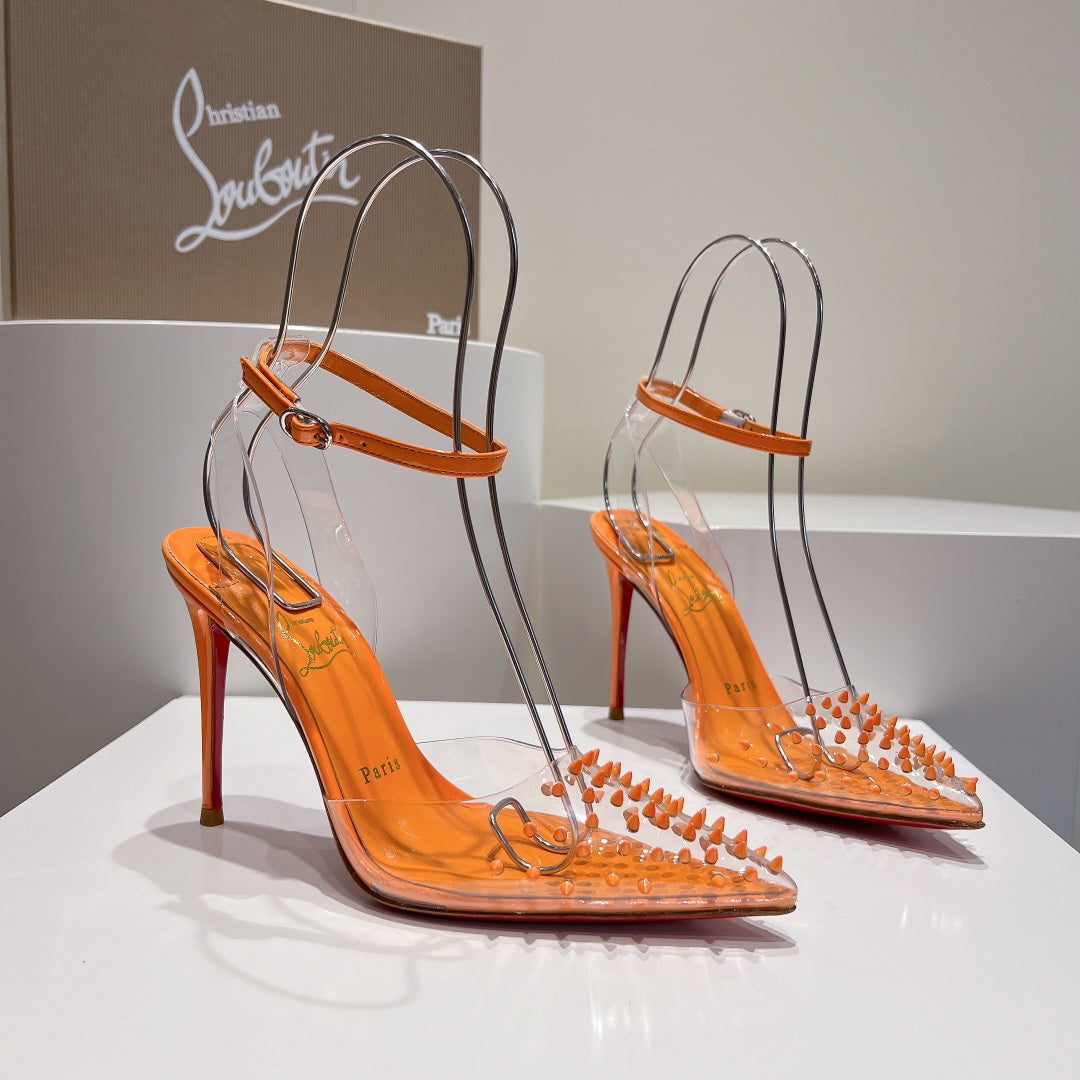 Cl Spikoo 100mm Pumps PVC And Leather Orange