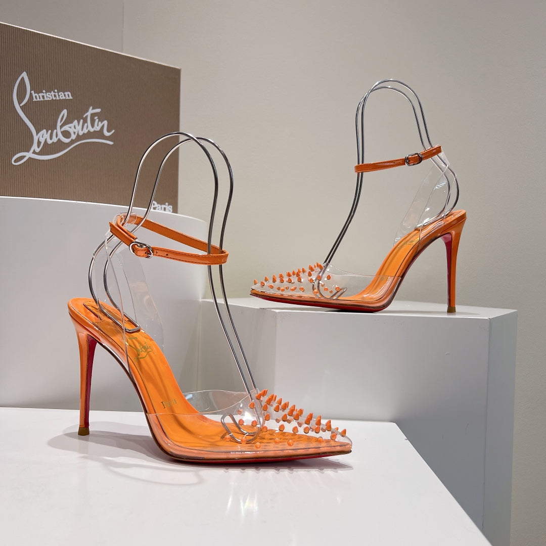 Cl Spikoo 100mm Pumps PVC And Leather Orange