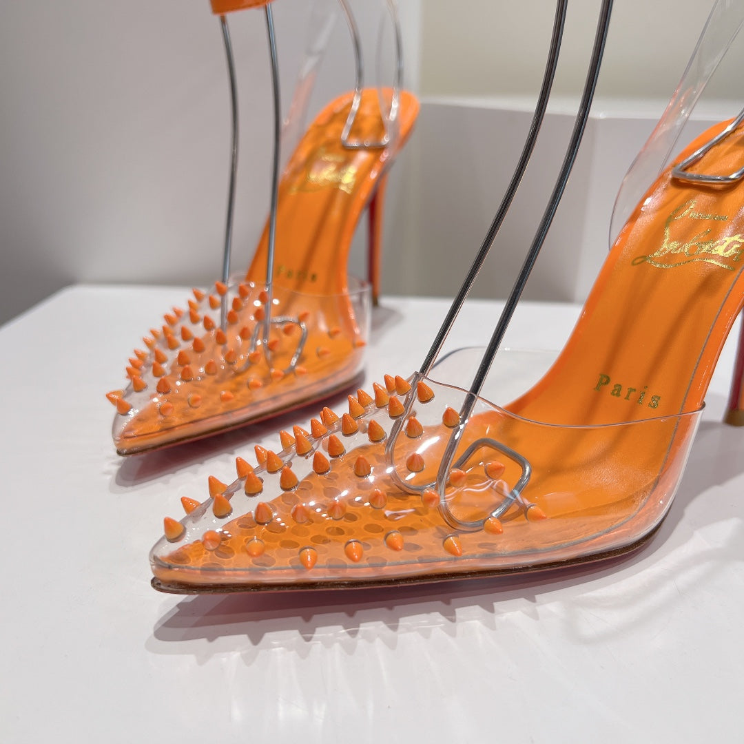 Cl Spikoo 100mm Pumps PVC And Leather Orange