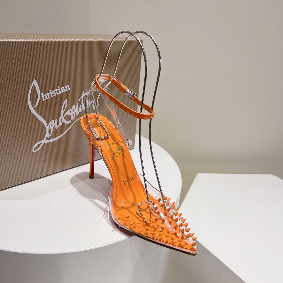 Cl Spikoo 100mm Pumps PVC And Leather Orange