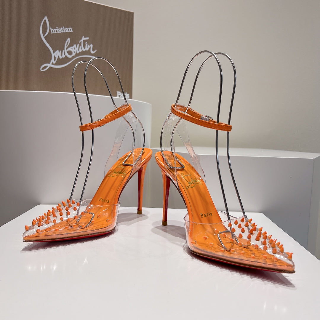 Cl Spikoo 100mm Pumps PVC And Leather Orange