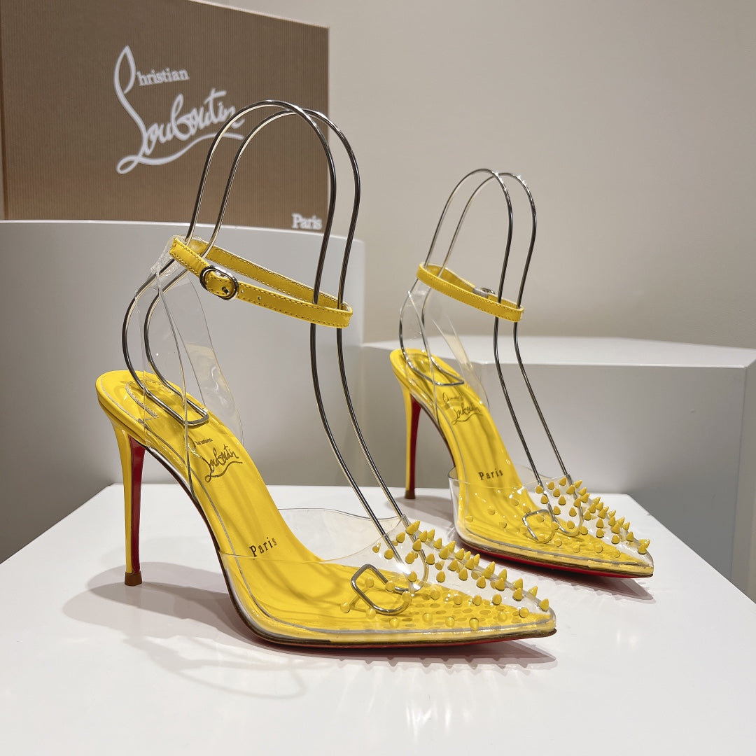 Cl Spikoo 100mm Pumps PVC And Leather Yellow