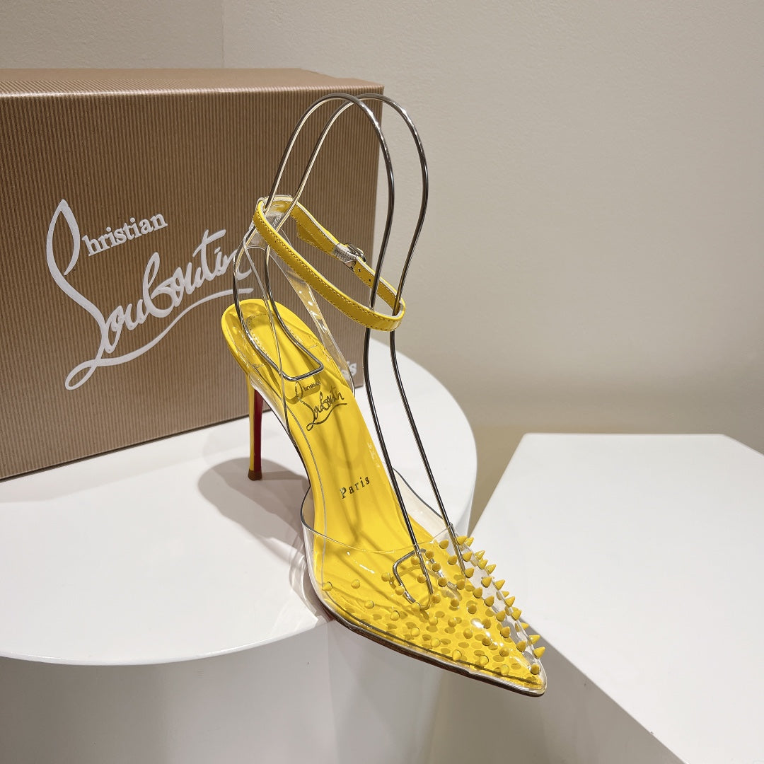 Cl Spikoo 100mm Pumps PVC And Leather Yellow