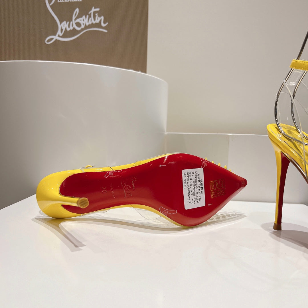 Cl Spikoo 100mm Pumps PVC And Leather Yellow