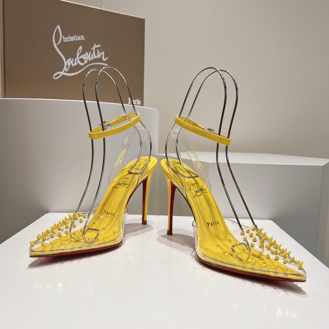 Cl Spikoo 100mm Pumps PVC And Leather Yellow