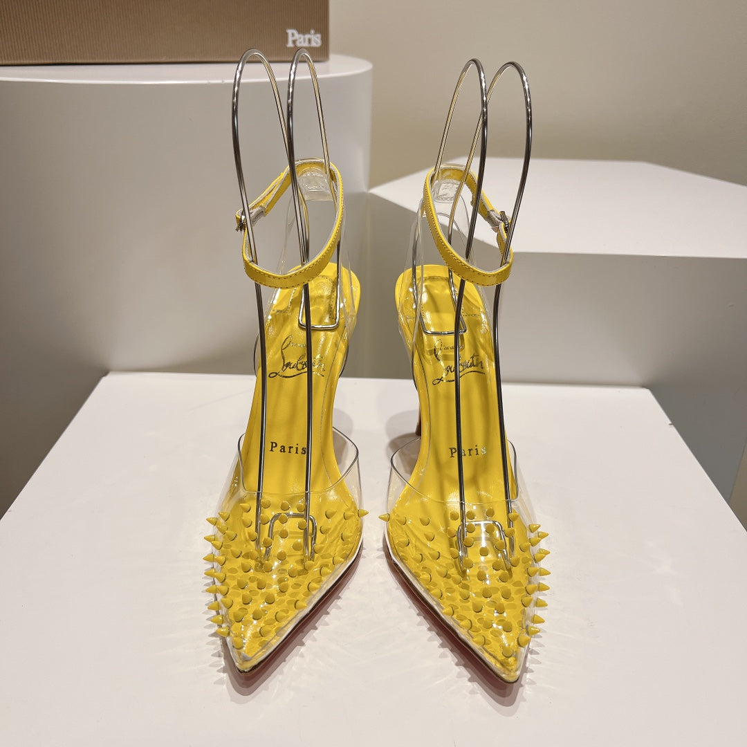 Cl Spikoo 100mm Pumps PVC And Leather Yellow