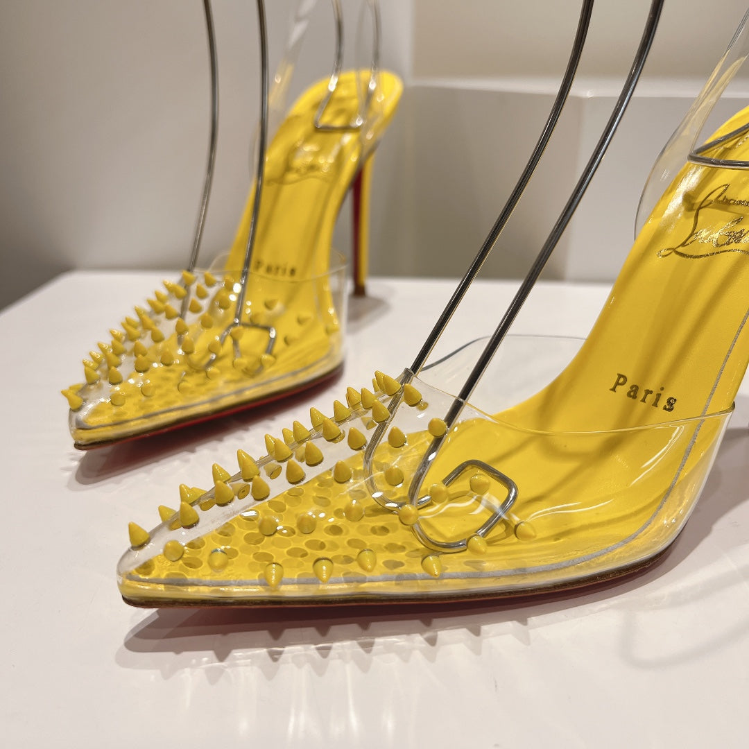Cl Spikoo 100mm Pumps PVC And Leather Yellow