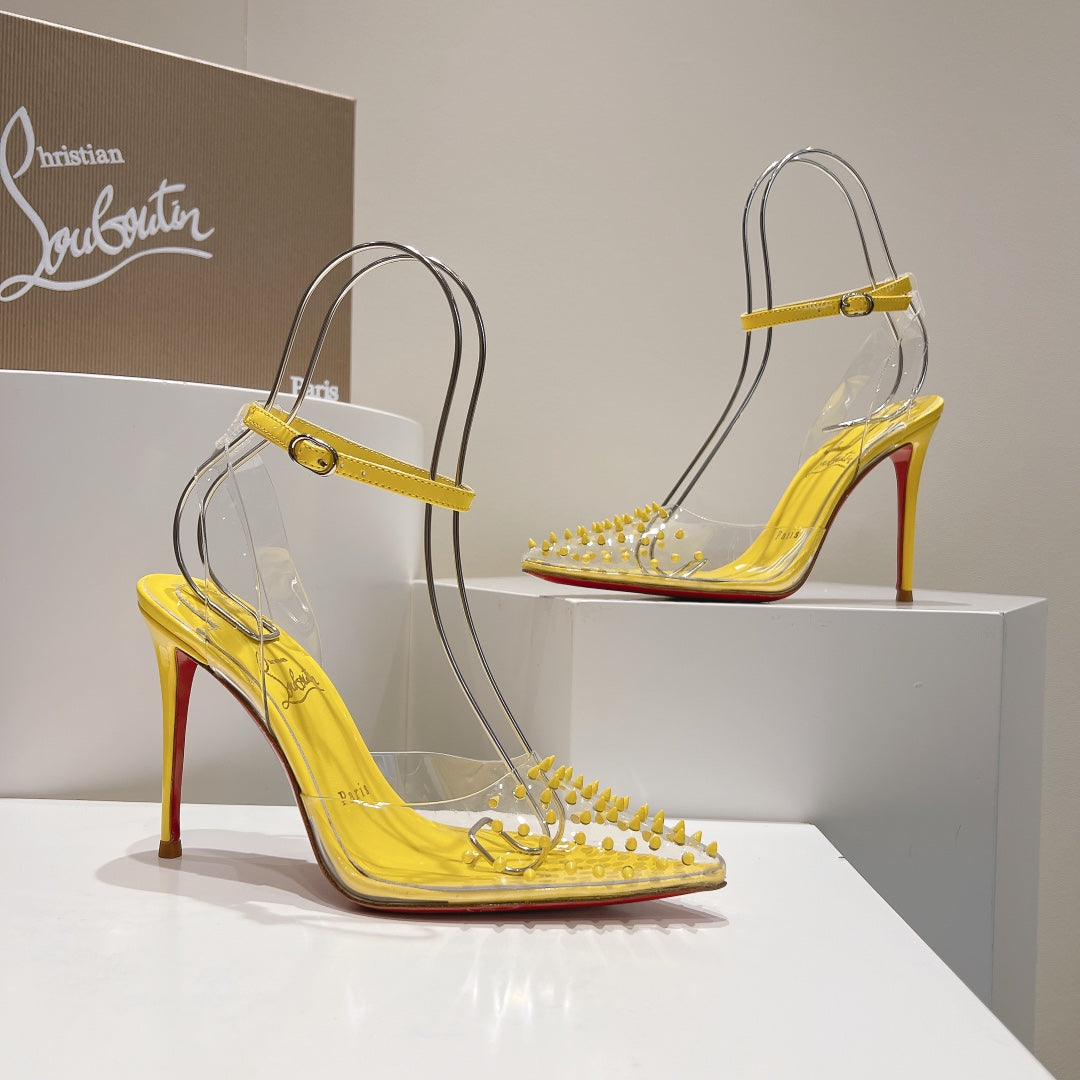 Cl Spikoo 100mm Pumps PVC And Leather Yellow