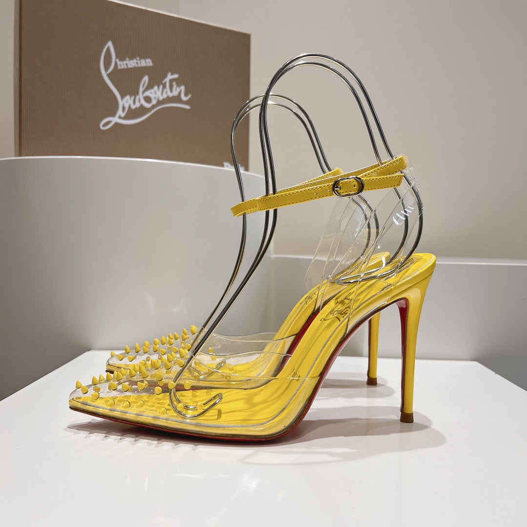 Cl Spikoo 100mm Pumps PVC And Leather Yellow