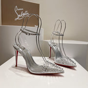 Cl Spikoo 100mm Pumps PVC And Leather Silver