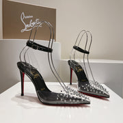 Cl Spikoo 100mm Pumps PVC And Leather Black