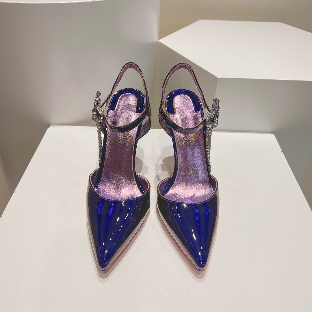 Cl Goldina Rain 100mm Pumps Crystal Embellished Patent Purple Blue
