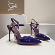 Cl Goldina Rain 100mm Pumps Crystal Embellished Patent Purple Blue
