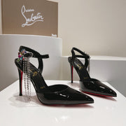 Cl Goldina Rain 100mm Pumps Crystal Embellished Patent Black