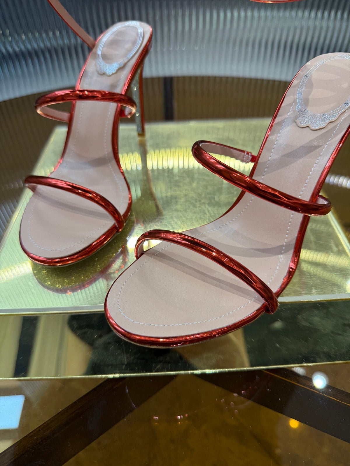 RC 25C Snake-Shaped Sandals 9.5cm Red Sheepskin 310631