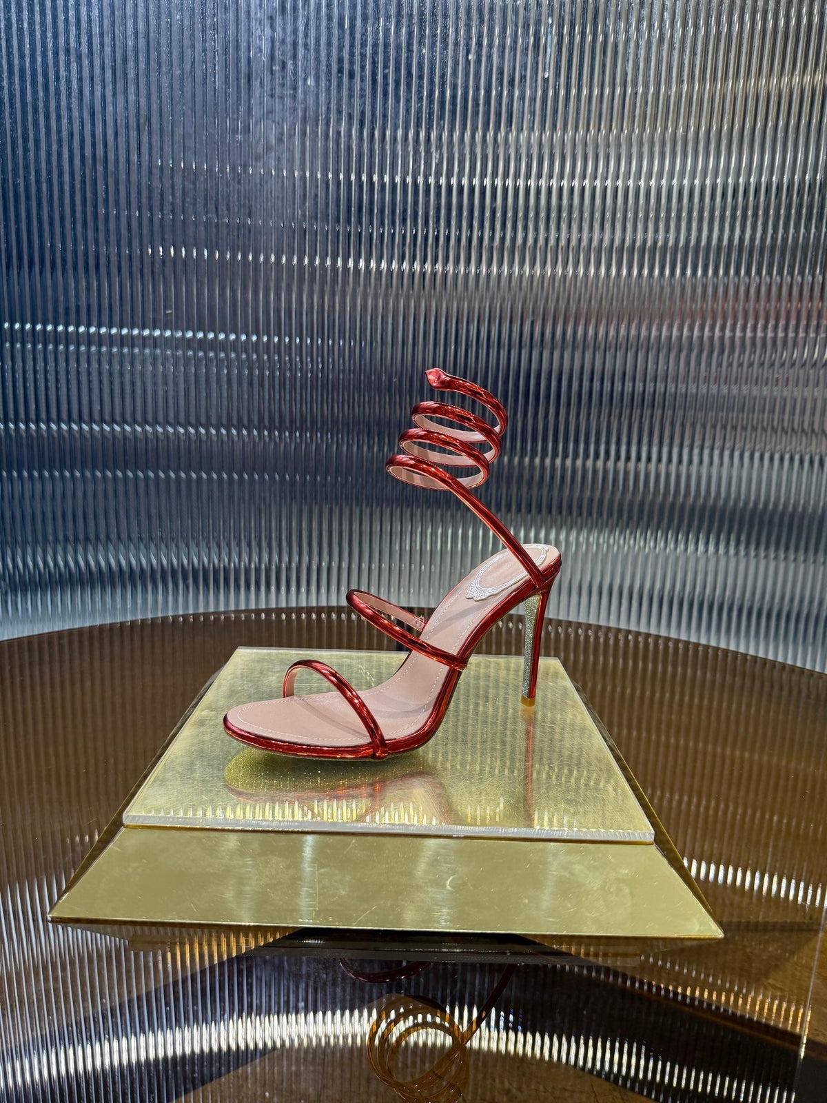 RC 25C Snake-Shaped Sandals 9.5cm Red Sheepskin 310631
