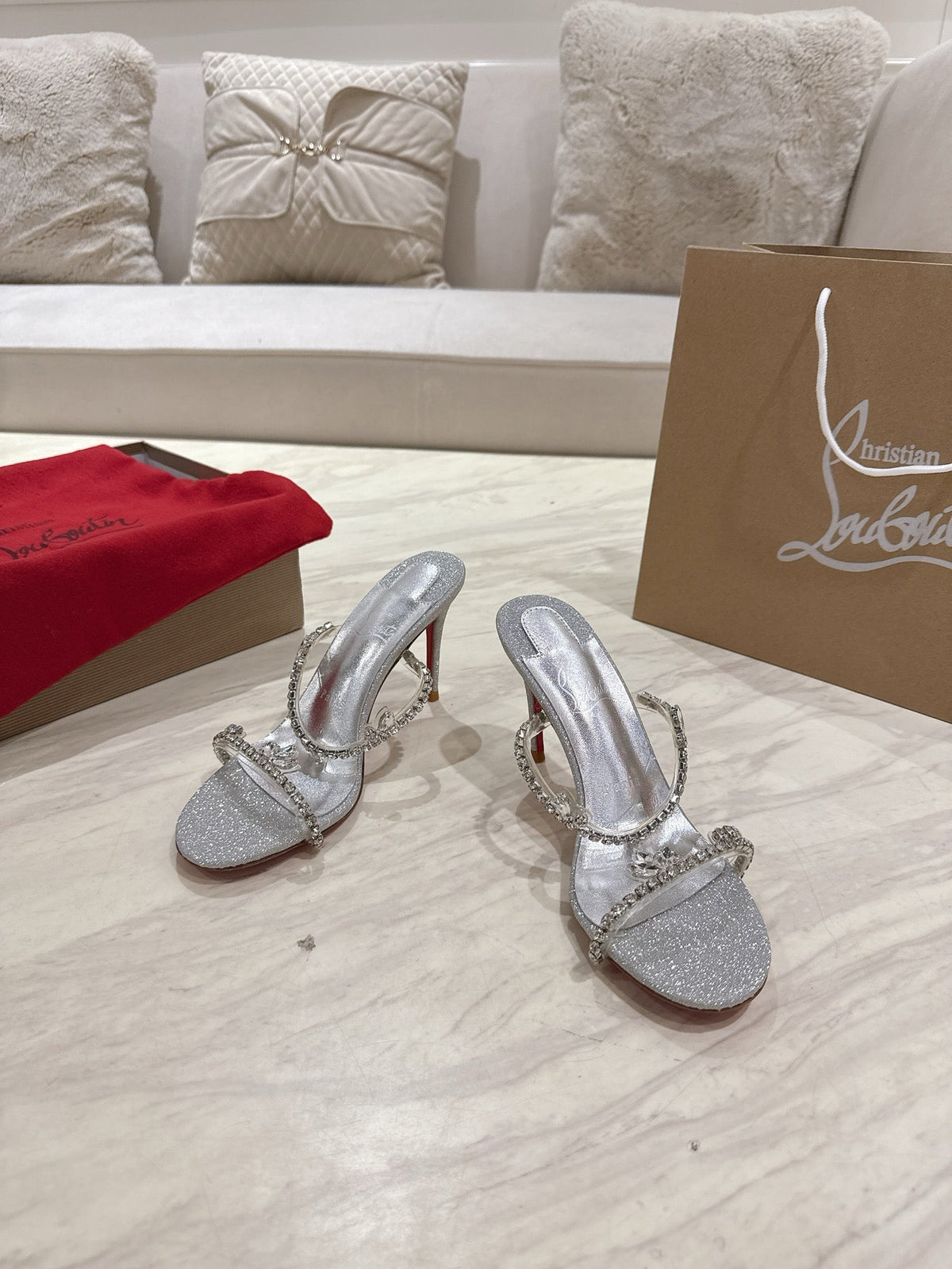 CL 25 Sandals Silver PVC Creo Rhinestones 307509