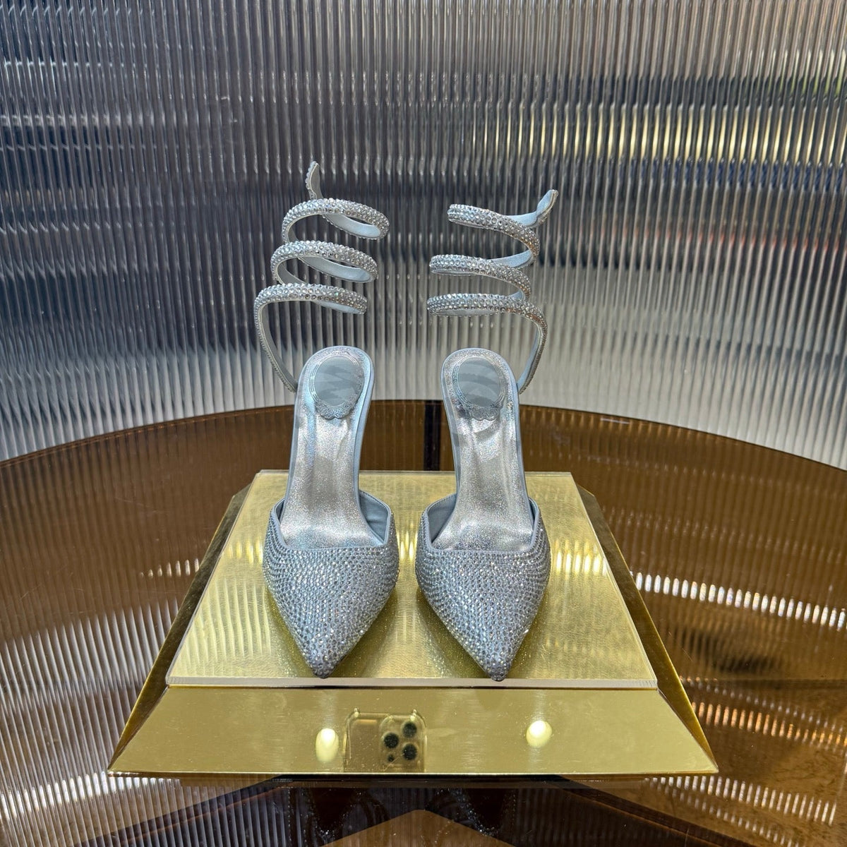 RC 25C Single Sandals Silver Sheepskin Rhinestone 339498