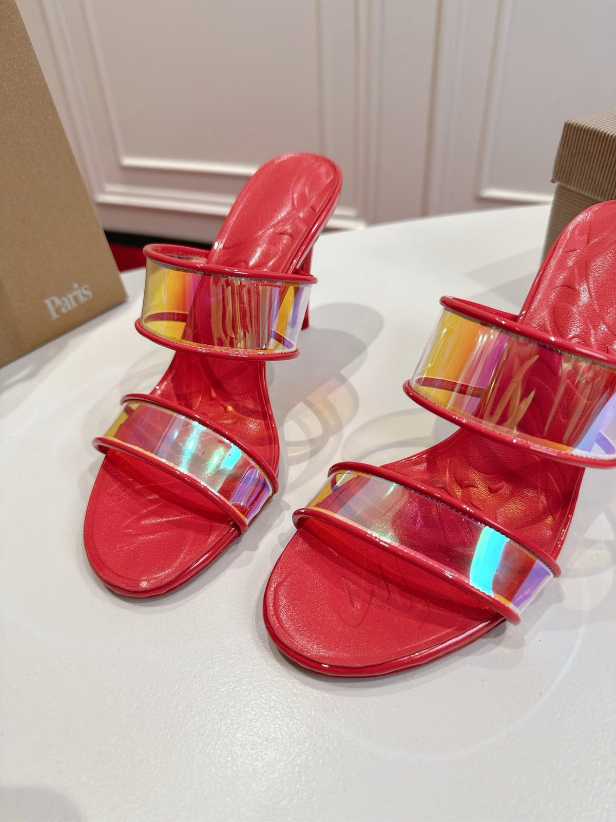 Christian Louboutin 2026 Just Loubi 100mm Mules PVC Lambskin 780411