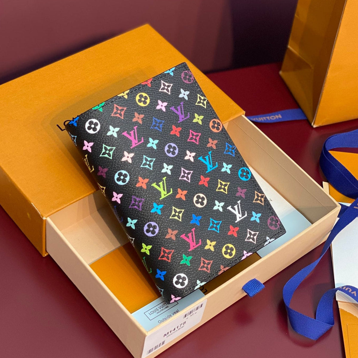 LV x TM Passport Cover Black Multicolor Monogram Canvas