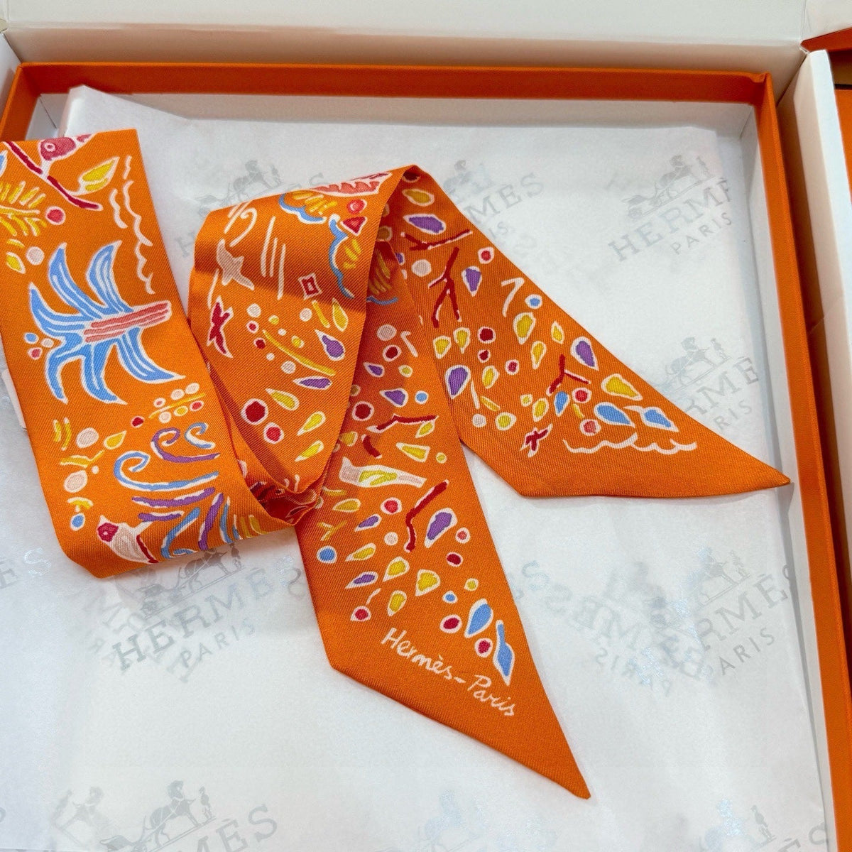 HM Twilly Mini Scarf 86CM Orange Mulberry Silk 967445