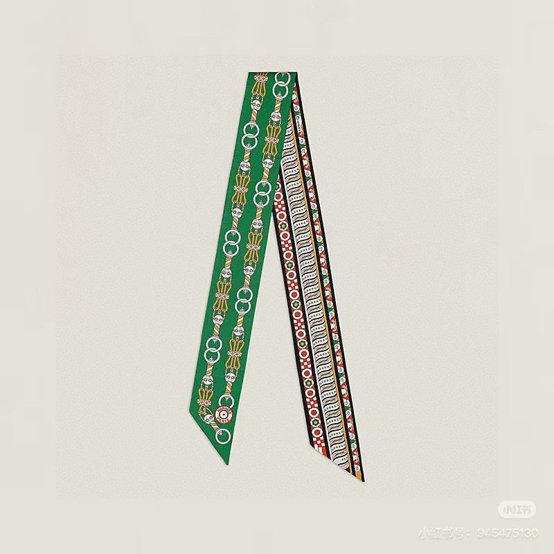 HM Twilly Mini Scarf 86CM Green Mulberry Silk 967447