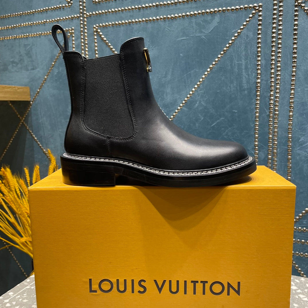 LV Beaubourg Ankle Boots Black Calfskin