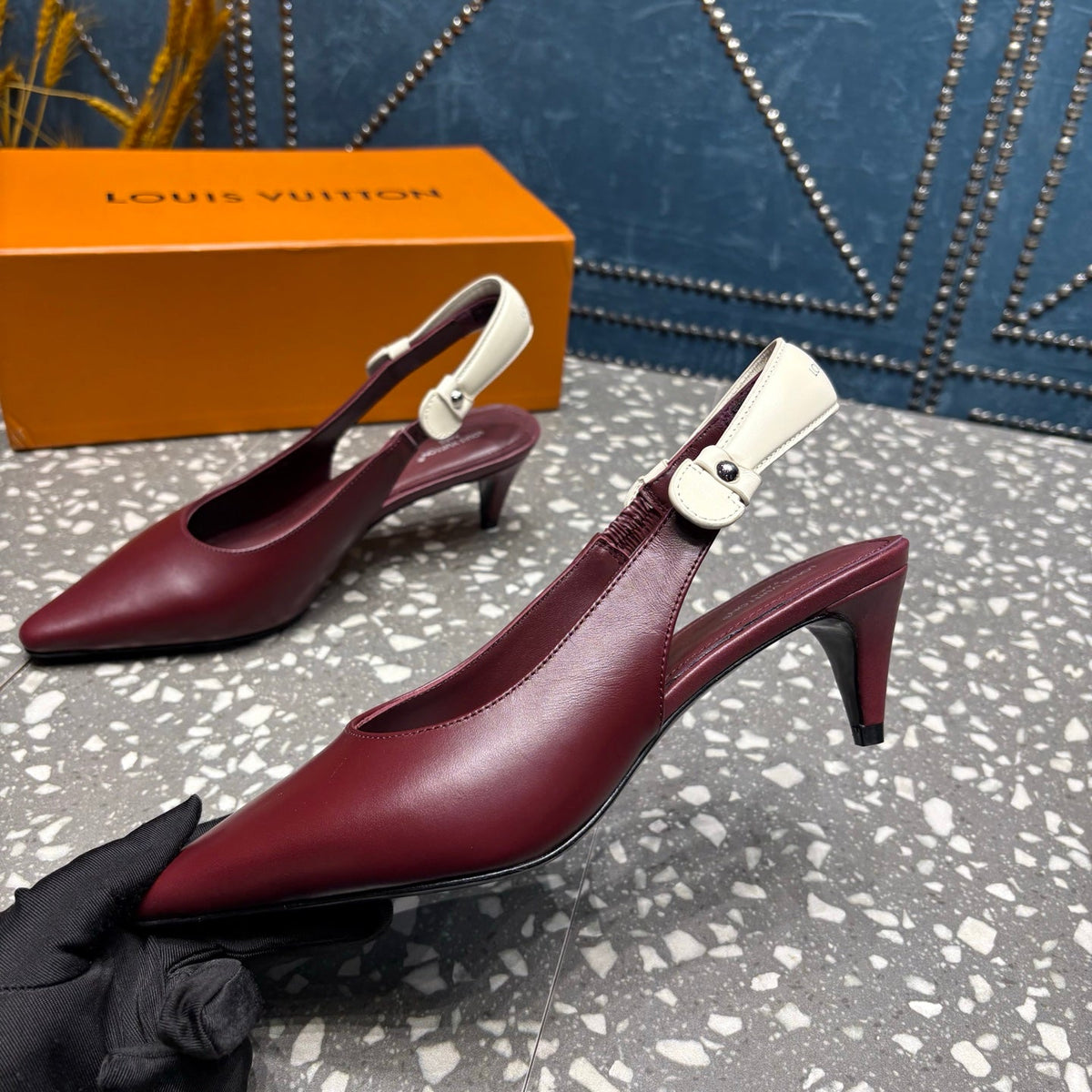 HM Slingback 5.5cm Red Cowhide 350960