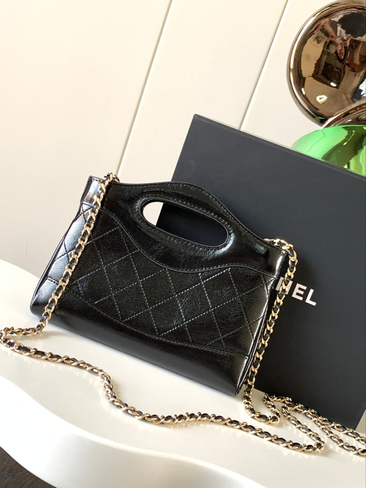 CC 24c 31 Bag Nano In Black Calfskin