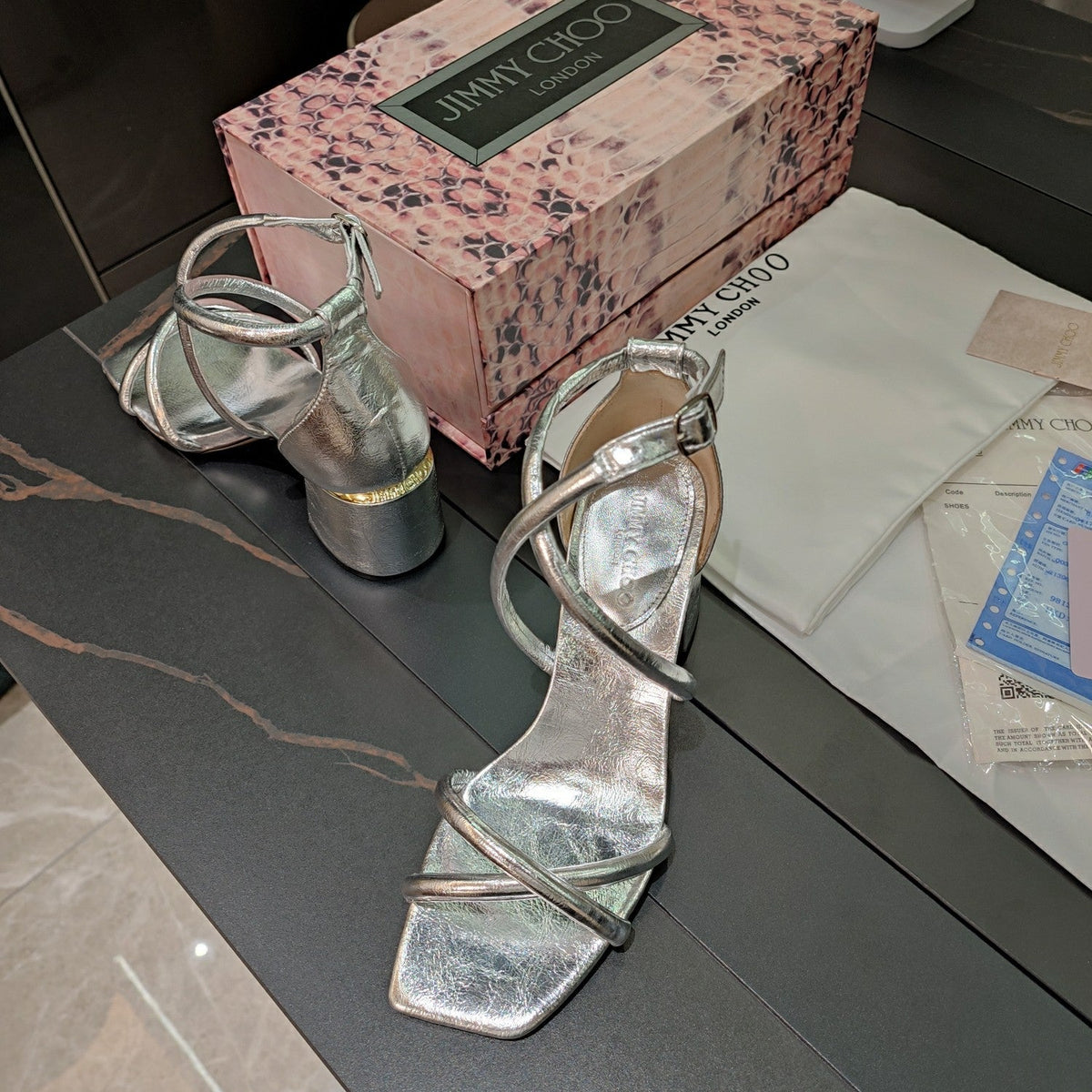 Jimmy 25 Sandal Heels Silver Cowhide 240089