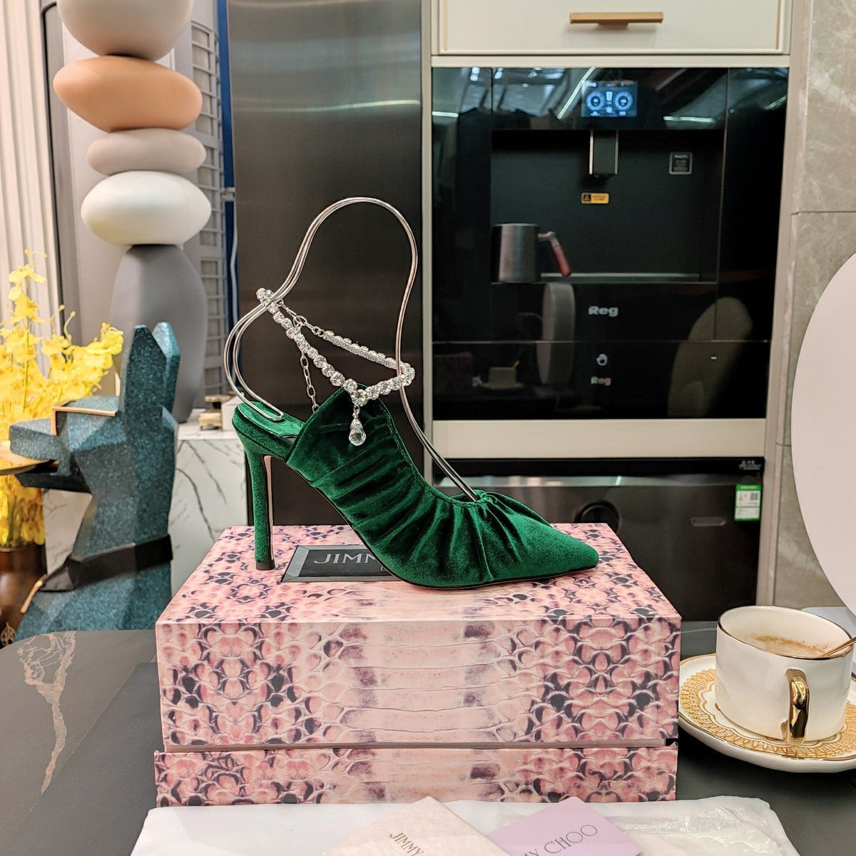 Jimmy 25 Slingback Pump Green Velvet 240090